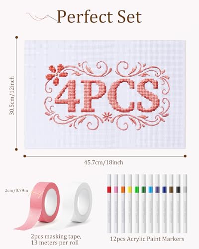 Zplontya 18PCS Needlepoint Blank Canvas Kits 13 Mesh Needlepoint Canvas