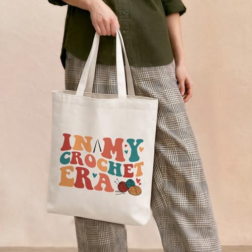 Cute Goose Crochet Canvas Tote Bag for Women - color: Crochet