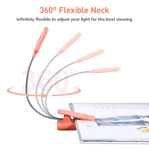 VAVOFO Rechargeable Reading Light, Clip on Book Light for Reading in Bed - color: Orange