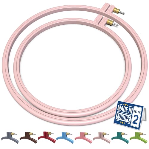 Maker Susan Plastic Embroidery Hoop, Hello Series Cross Stitch Hoops for Beginners, Punch Needle Hoop, Embroidery Frames for Sewing, Needlework, Embroidery Projects (Soft Pink, 2 Pcs Set) - style: Soft Pink