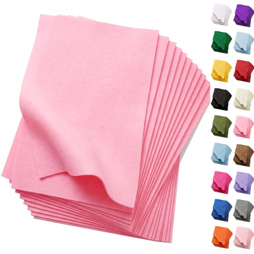 Soft Pink Felt Fabric Sheets for Crafts 8 x 12 Inch 20 Pcs 1.6mm Thick - color: Pink