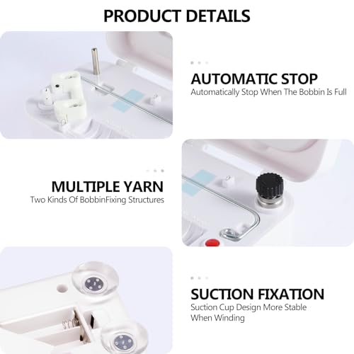 Electric Bobbin Winder, Portable Automatic Bobbin Winder with Handle, USB/Battery Powered Bobbin Winder Machine, Household Electrical Winding Machine for Domestic and Industrial Sewing Crafts Project