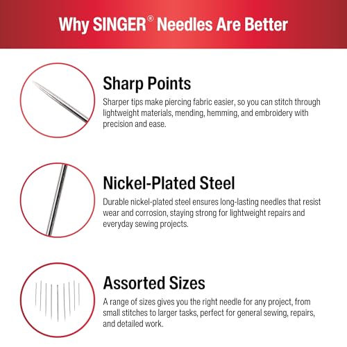 Singer 00276 Assorted Hand Needles in Compact, 25-Count,Assorted 25/Pkg - size: 1-Pack
