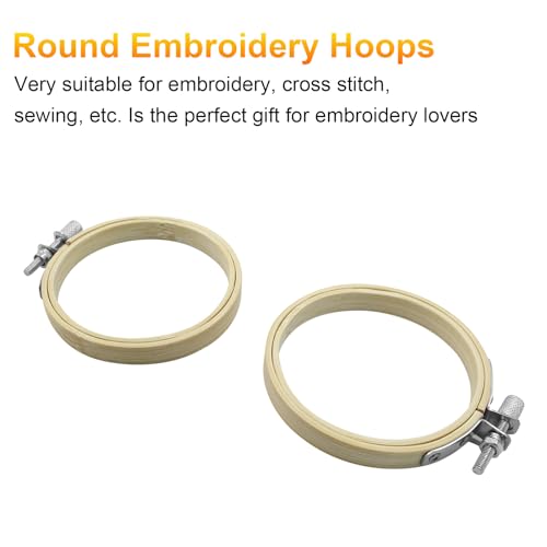 Biaungdo 3 Inch Round Wood Embroidery Hoops, 6 Pieces - style: 3 inch