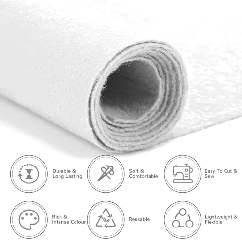 Felt Fabric 36" X 36"(1 Square Yard) (White) - color: White, size: 36" X 36"