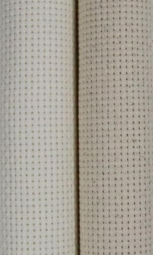 KCS 2 pc of 15" x 18"(38cmx45cm) 11 Count Cross Stitch Cotton Aida Cloth Needlework Fabric Box (Antique White+Oatmeal,11CT) - color: Antique White+oatmeal, size: 11CT