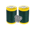 Coats & Clark Cotton All Purpose Sewing Thread 100% Mercerized Cotton 225 Yards Each Spool S970 2 Pack Bundle with 3 Bella's Crafts Needle Threaders (Forest Green) - color: Forest Green