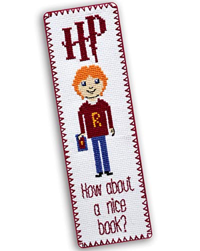 Personalized.Design Cross Stitch Kit 'How About a Nice Book?' - Ron Weasley Quote Embroidery Bookmark - color: Ron