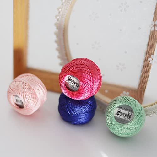 Rhapsody Pearl Cotton Thread Size 8 Crochet Thread Perle 12 Balls Set Hand Knitting, Embroidery, Sashiko, Cross-Stitch, Sewing, Needlepoint, DIY, Quilting (LT Nile Green, Col. 618) - color: LT Nile Green, Col. 618