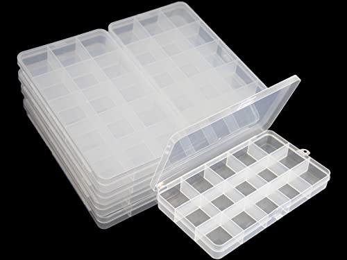 8Pack 15-Grid Clear Fixed Dividers Storage Boxes for Beads - size: 8pcs 15 Grids Box