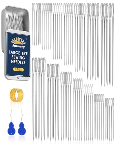 70 Pcs Hand Sewing Needles, 7 Size Large Eye Sewing Sharp Needles - size: 7 Size-70pcs