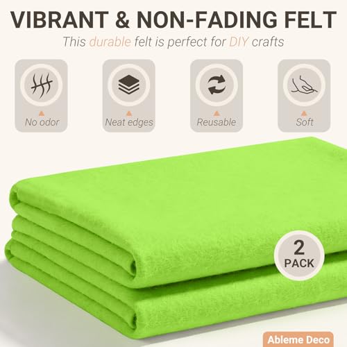 Apple Green Felt Fabric Sheets 18" x 18" (2 Pack) 1.6mm Soft Craft Felt - color: Apple Green
