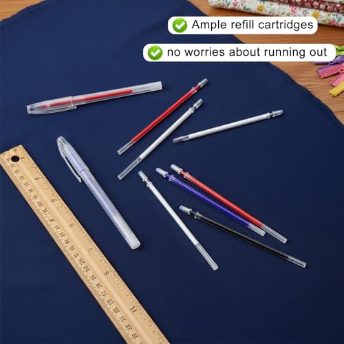 Heat Erasable Pens for Fabrics with 20 Refills, Fabric Marking Pens for Sewing, Quilting, Embroidery, Dressmaking and DIY Dressmaking, Heat Pen for Fabric, 6 Colors