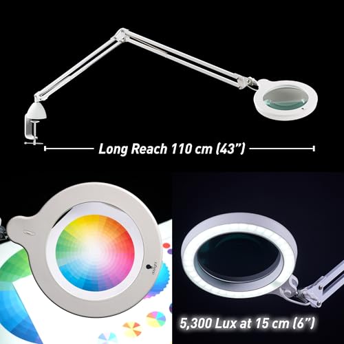 Magnifying Lamp S - Clip On Magnifier Lamp for Nail Salons, Tattoo Artists, Reading & Detailed Work - Dimmable Mag Lamp - size: MAG Lamp S