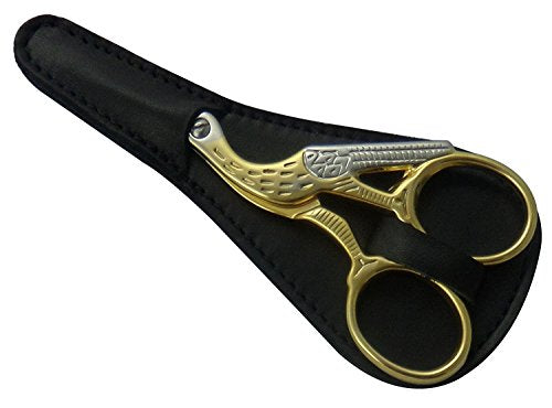 3.5 Inch Professional Stork Embroidery Scissors with Black Scabbard - Tenartis 375 Made in Italy - color: Black