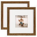TOFOREVO 8x8 Picture Frames with 4x4 Mat Set of 2, Rustic Brown - color: Rustic Wood, size: 8x8