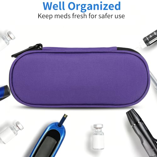 Insulin Pen Cooler Travel Case with 2 Reusable TSA Approved Ice Packs, Diabetic Medication Insulated Cooler Bag for Insulin Pens and Other Diabetic Supplies Storage Dark Purple - color: Dark Purple