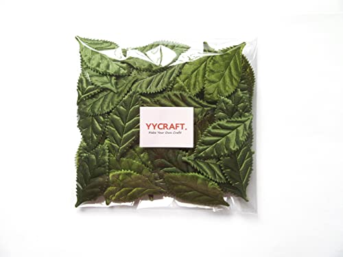 YYCRAFT Pack of 80 Padded 2-Faced Satin Velvet Leaf Appliques/Craft - color: Dark Green