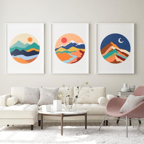 Louise Maelys 3 Pack Landscape Mountain DIY Embroidery Kit for Beginners - color: kit-11