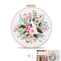 Harimau Letter A Pattern Embroidery Kit for Adult Beginners, Complete Starter Pack with 1 Hoop, Needles, Instruction Guide & Embroidery Stitch Video Tutorials - color: White A
