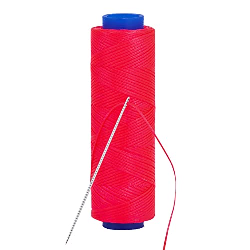 Waxed Thread, Strong Thread for Leather, Upholstery, Shoe, Bag, incl. Needle (Colour: NEON Pink) - color: Neon Pink