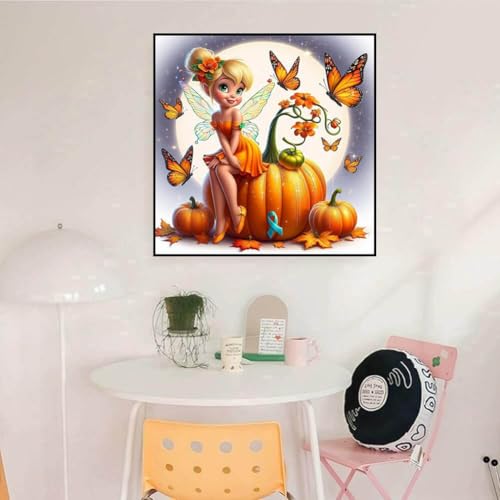 Dugsmgd Fall Diamond Art Kits for Adults, Diamond Painting Kits 12x12inch - color: Girl and Pumpkin