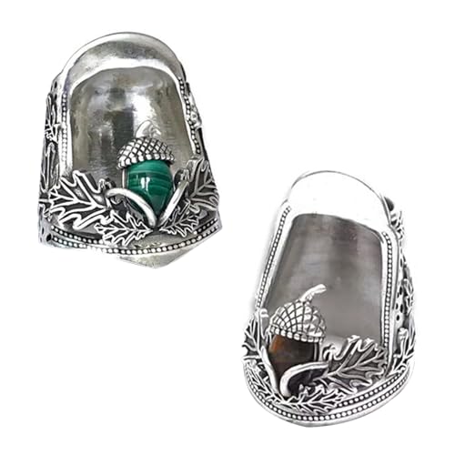 2-Pieces Open Nail Acorn Thimble - Metal Sewing Thimble for Needlework, Thumb Protector Quilting Supplies, for Embroidery, Cross Stitch, DIY Crafts (Silver Thimble -B)(Medium)