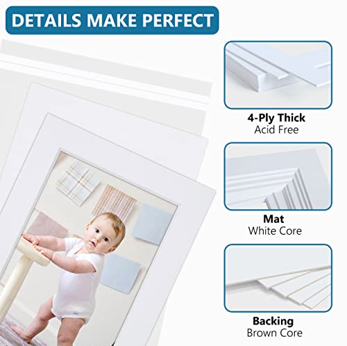 Somime 10 Pack White Photo Mat Set 11x14 for 8x10 Photos - size: 11x14 10pack white complete set for 8x10