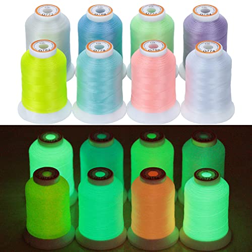 New brothread 8 Colors Glow in the Dark Embroidery Machine Thread Kit