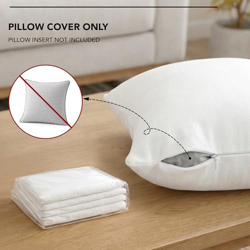Deconovo Faux Linen Throw Pillow Covers for Sofa and Couch, Hidden Zipper - color: Linen White, size: 18" x 18" (Pack of 4)