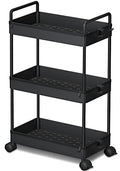 Ronlap 3 Tier Slim Rolling Storage Cart with Wheels Utility Organizer,Black - color: Black
