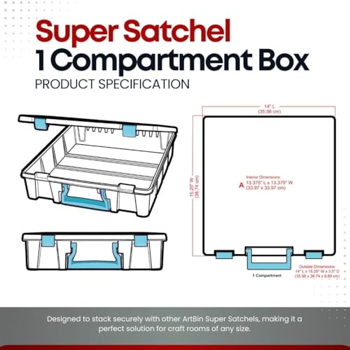 ArtBin Super Satchel 1-Compartment Craft Storage Box, Clear - color: Aqua Accents, size: 1 Pack