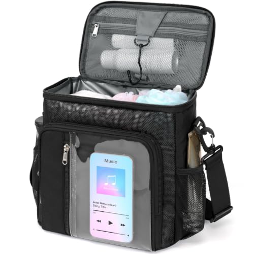 F-color Crossbody Shower Caddy Portable - Shower Bag with Hands-Free Strap - color: Black with Strap