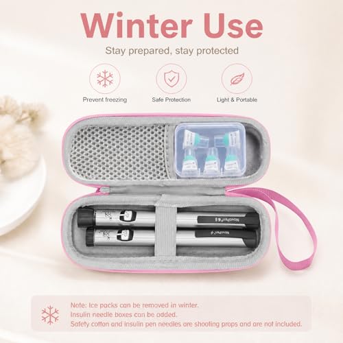 sijidou Insulin Cooler Travel Case, Portable Insulin Travel Case, Insulin Cooling Cases Insulated Organizer for Insulins Pens (Pink) - color: Pink