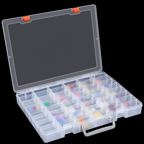Juexica 2 Pcs 48 Grid Plastic Bead Storage Organizer Box, Clear - color: Clear