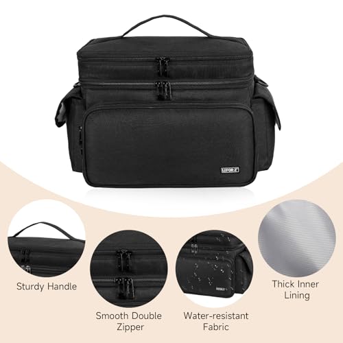 LEFOR·Z Large Sewing Supplies Organizer Bag(13 x 8 x 9 in),Sewing Basket - color: Black