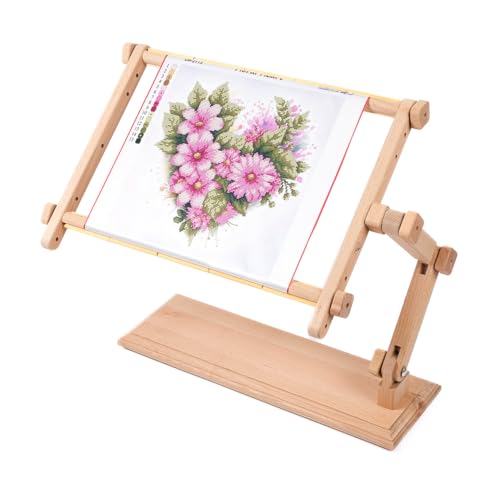 Needlework Table Hands-Free Stand Penguin with Adjustable Frame Tapestry Cross Stitch Embroidery Frame Holder (Beige, 25x32 cm (9.8" х 12.5")) - size: 25x32 cm (9.8" х 12.5")
