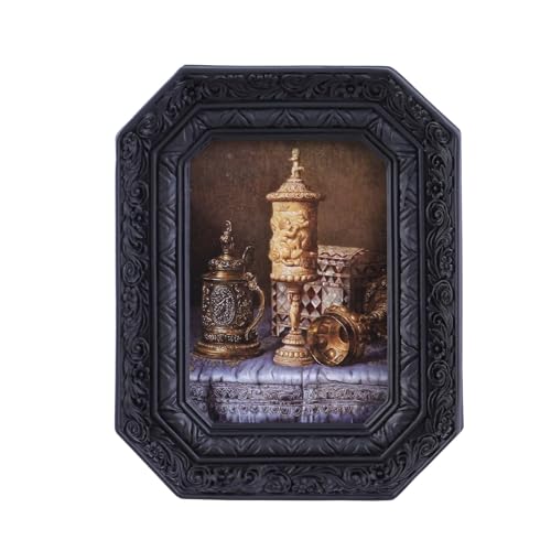 Vintage Picture Frames 2.5x3.5 Octagon Black Antique Ornate Picture Frames for Tabletop and Wall Mount with Glass Front Retro Home Decor Old Fashioned Victorian Photo Gallery Wall Decor - color: Black, size: 2.5x3.5