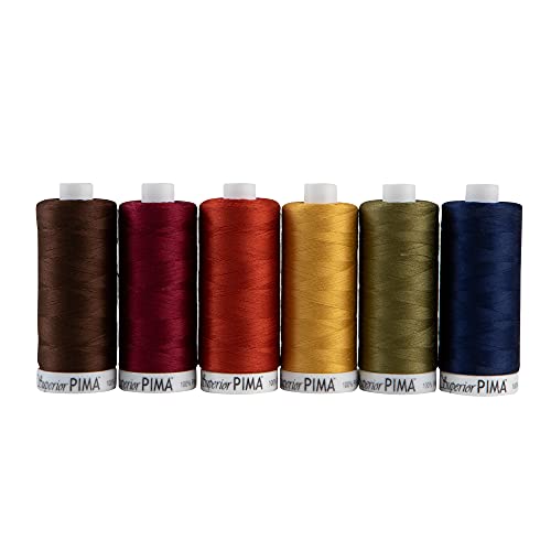 Superior Threads PIMA 50 wt Cotton Sewing Thread Set 1200 Yard Spool 6-Pack (Darks) - color: Darks