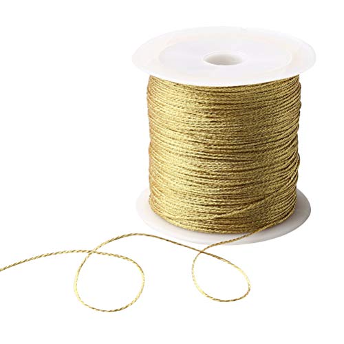 218 Yards/656 Feet Metallic Cord 2 Pcs Spool Metallic Thread - color: Gold+sliver