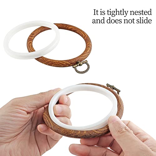 Piutouyar 3 Pcs 4 Inch Embroidery Hoop Set, Imitated Wood Display Frame - style: 3 Pieces 4 Inch