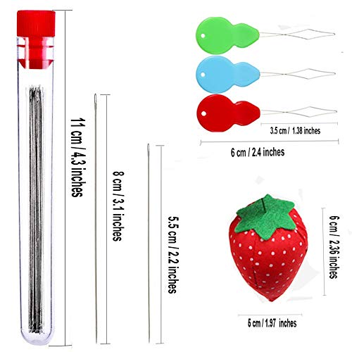 Extra Fine Thin Beading Embroidery Needles 40 Pcs - Long Straight Jewelry Making Needles with Threaders and Sewing Pin Cushion