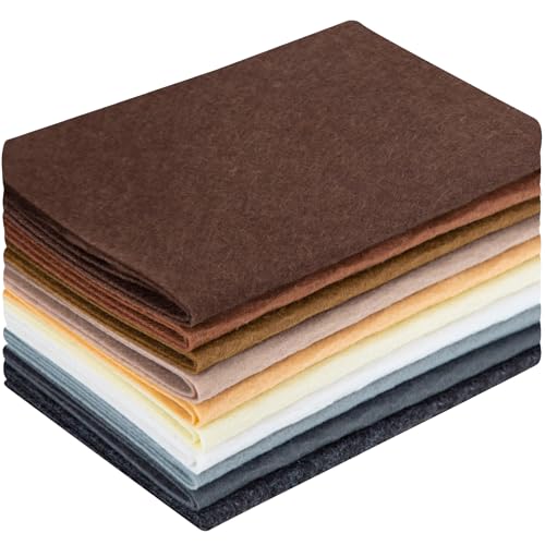 10 Sheets Felt Fabric for Crafts, 8x20 Inch 1.4mm Thick (Brown) - color: Brown