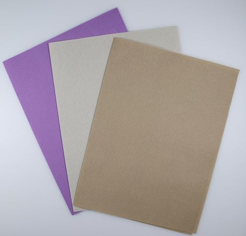 KCS 3 pc of 12" x 18"(30cmx45cm) 16CT Counted Cotton Aida Cloth Cross Stitch Fabric (Pearl Grey+Khaki+Lavender) - color: Pearl Grey+khaki+lavender