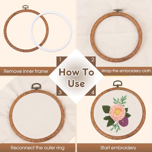 15 Pcs 3.4 Inch Embroidery Hoop Set, Imitation Wood Rubber Cross Stitch Hoops, Round Sewing Frames for DIY Crafts, Art Projects, and Gift Making - style: 3.4Inch