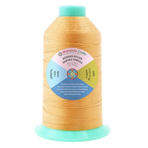 Mandala Crafts Size 138 420D T135 Blonde Bonded Nylon Thread, 1250 YDs - color: Blonde, size: T135 #138 420D/3 1250 Yards