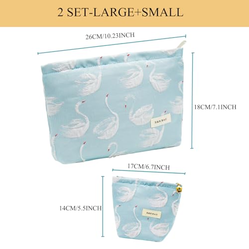 getgto 2 Pcs Makeup Bags, Large Cosmetic Bag Travel Toiletry Bag - color: Swan