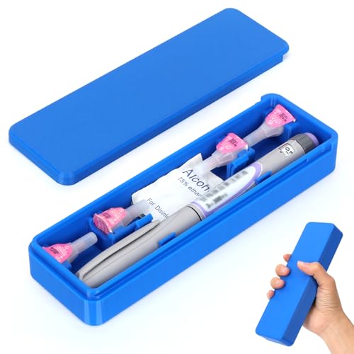 YOUSHARES Travel Case for GLP-1 Pens, Portable Insulin Pen Case with Adjustable Slots for Different Sized GLP1 Pens, Waterproof Storage Organizer Diabetes Pen Protector for Travel and Daily Use - color: P1_blue