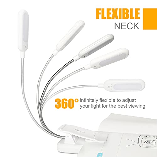 VAVOFO Clip On Book Light for Bed Kids, 7 LED Reading Light with 9-Level Warm Cool White Daylight, Eye Care Lamp with Power Indicator for Bookworms (White) - color: White