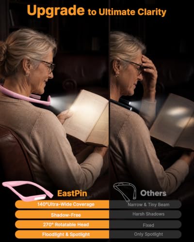 Neck Light with Storage Case, 3 Colors Dimmable Book Reading Light - color: Pink Light with Storage Case